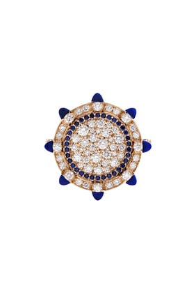 Tip-Top İfadeli Yüzük, 18K Pembe Altın, Lapis Lazuli, Mavi Safir ve Elmas