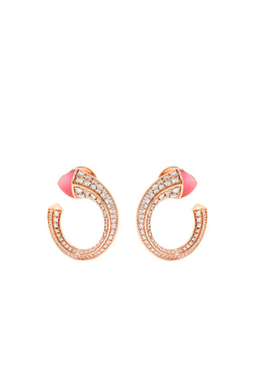 Cleo Venus Stüdyo Küpe, 18k Rose Altın, Pembe Koral ve Elmas