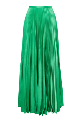 Şık Güneş Pleatli Henley Etek - Yeşil