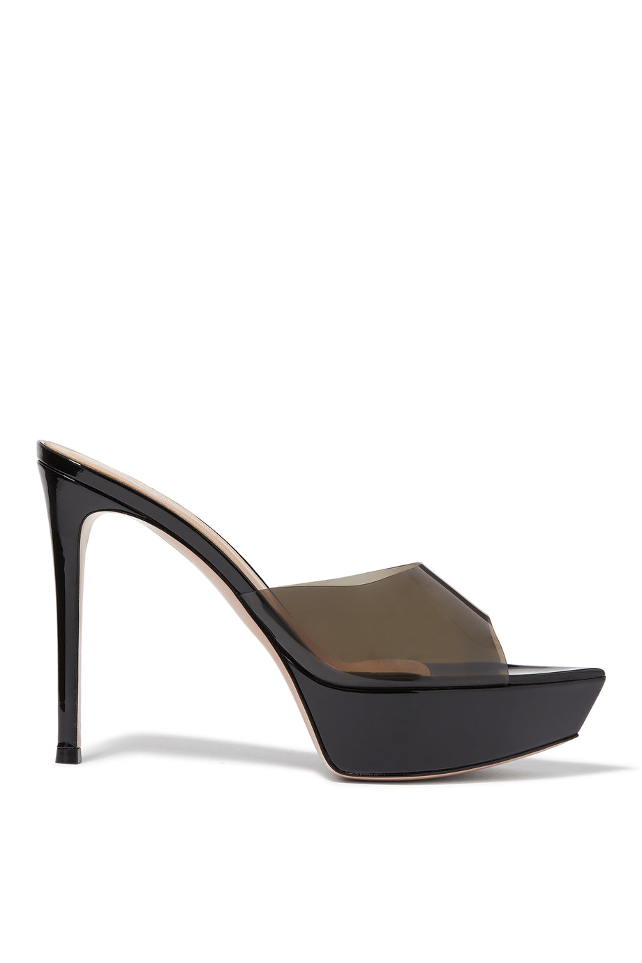 Betty 85mm Şeffaf Topuklu Mules - Siyah