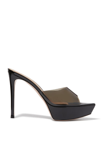 Betty 85mm Şeffaf Topuklu Mules - Siyah