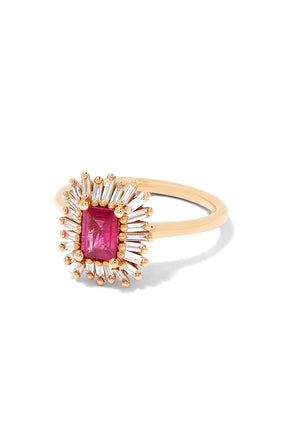 Eşsiz Yüzük, 18K Pembe Altın, Rubin ve Pırlantalar ile