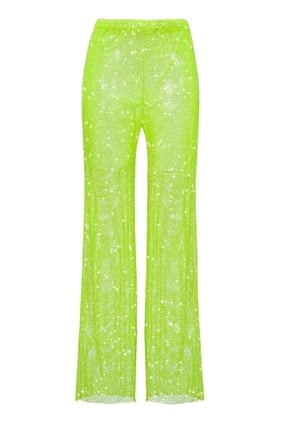 Rhinestone Taşlı Şifon Pantolon