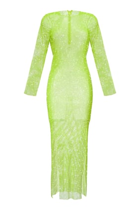 Işıltılı Neon Maxi Elbise