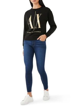 Armani Exchange Logolu Kapüşonlu Sweatshirt