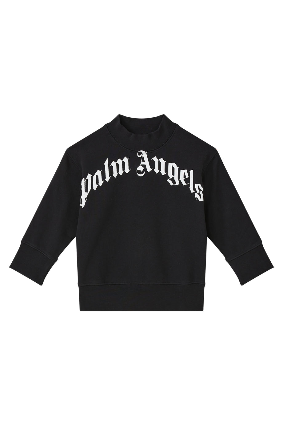 Kavisli Logo Baskılı Sweatshirt - Siyah