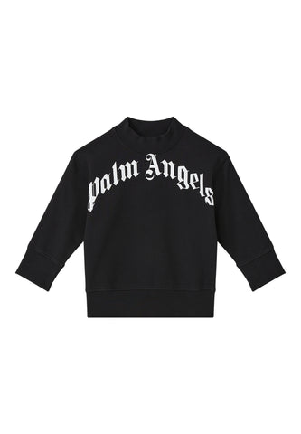Kavisli Logo Baskılı Sweatshirt - Siyah