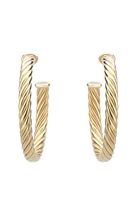Cablespira Hoop Küpe, 18 Ayar Sarı Altın