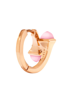 Cleo Elmas Huggie Küpe, 18k Pembe Altın ve Pembe Mercan