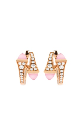 Cleo Elmas Huggie Küpe, 18k Pembe Altın ve Pembe Mercan