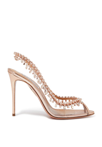 Kristal Detaylı Deri ve PVC 105 Mules