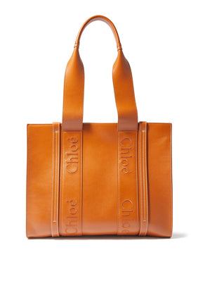 Woody Orta Boy Tote Çanta - Kahverengi