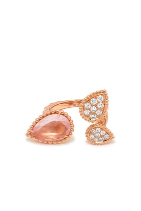 Serpent Boheme Üç Motifli Yüzük, 18k Pembe Altın ve Pırlantalar