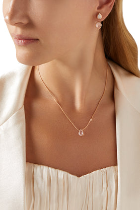 Boucheron 18 Ayar Pembe Altın Tek Taş Küpe