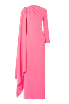 Lydia Pelerinli Maxi Elbise - Pembe
