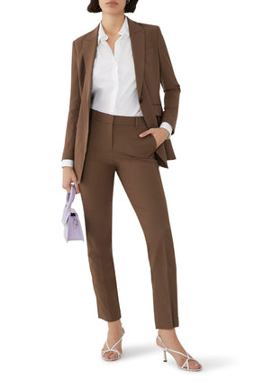 Etiennette Şık Yün Blazer - Kahverengi
