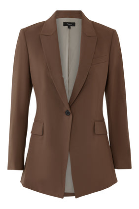 Etiennette Şık Yün Blazer - Kahverengi
