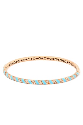 Tornado Bilezik, 18 Ayar Pembe Altın, Emaye ve Pırlanta ile