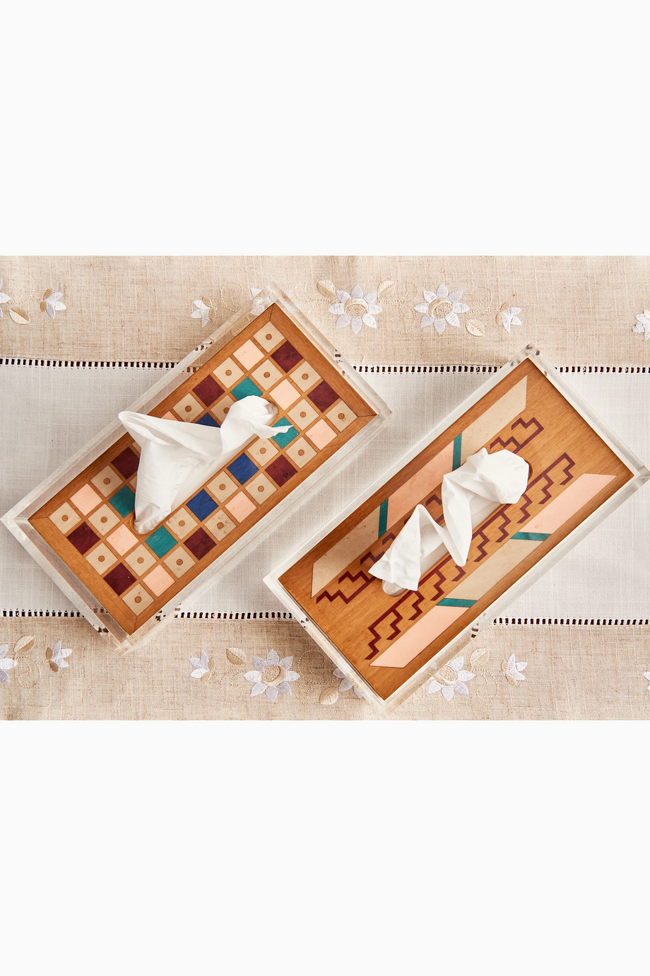 Voice of AYA Ceviz Ağacından Mendil Kutusu, İtalyan Kaplama, Lüks & Zarif