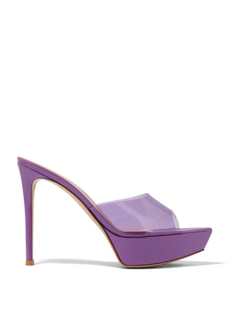 Betty 85 Plexi Platform Topuklu Terlik - Açık/Lavanta Moru