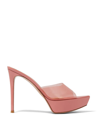 Betty 85 Plexi Topuklu Mules - Açık Pembe