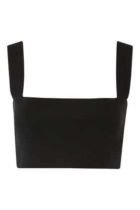 Kare Yaka Kısa Bandeau Üst - Kırmızı