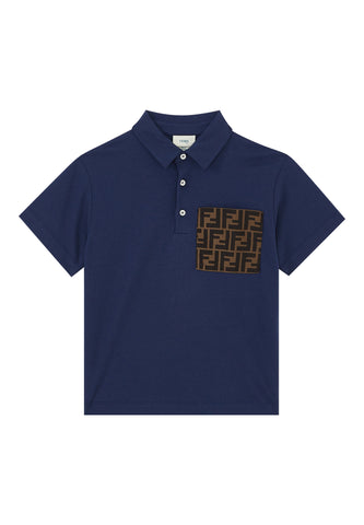 Çocuk Logo Cepli Polo Yaka Tişört - Lacivert