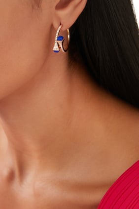 Cleo Küçük Halka Küpe, 18K Pembe Altın, Lapis Lazuli ve Elmas