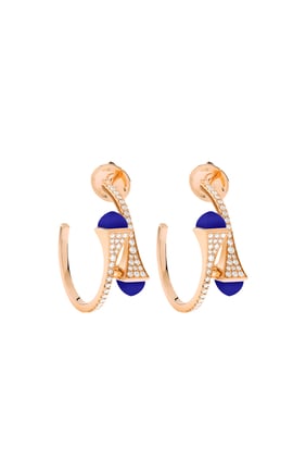 Cleo Küçük Halka Küpe, 18K Pembe Altın, Lapis Lazuli ve Elmas