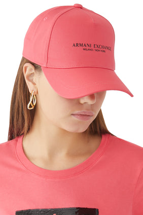 Armani Exchange Logo Beyzbol Şapka - Orta Pembe