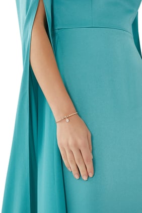 Cleo Charm Bilezik, 18 Ayar Rose Altın, Beyaz Akik & Elmas