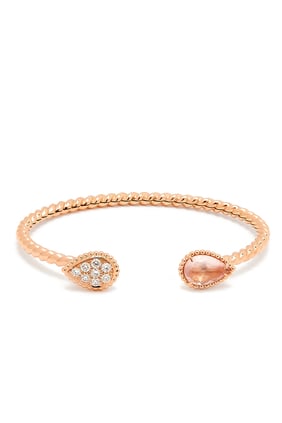 Serpent Boheme Motif Bilezik, 18k Rose Altın, Kuvars & Elmas - Pembe Altın
