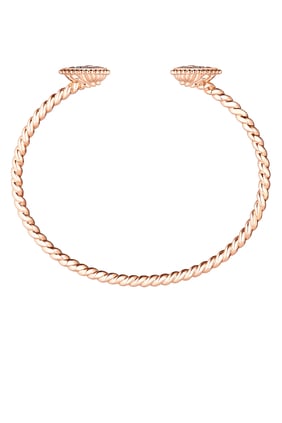 Serpent Bohème Çift S Motif Bilezik, 18K Rose Altın ve Pırlantalar