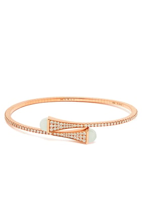 Cleo Midi Bangle, 18K Pembe Altın, Ay Taşı ve Elmaslarla