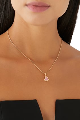 Elements Kalp Kolye, 18 Ayar Sarı Altın & Pave Pembe Safirler