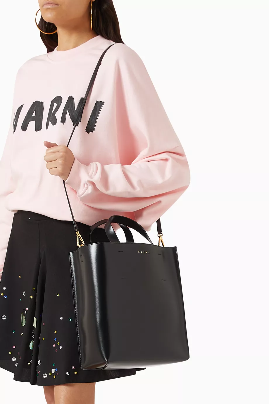 Deri Prisma Kese, Şık & Zarif Omuz Çantası, Kabartmalı Logo