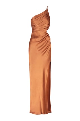 La Lune Asimetrik Maxi Elbise - Bronz