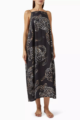 The Jag Kadın Lüks Organik Pamuklu Gecelik Jag Desenli Kare Yaka