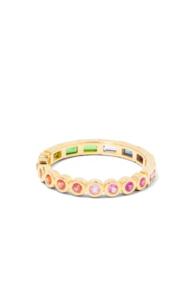 18 Ayar Sarı Altın ve Değerli Taşlarla Rivière Baguette Yüzük