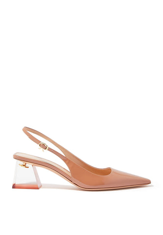 Kozmik 55 Şeffaf Topuklu Slingback Sandalet - Koyu Bej