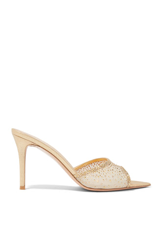Gianvito Rossi Elle Organza 80 Süet Mules - Gümüş