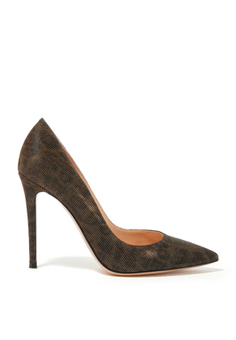 Gianvito 105 Leopar Desenli Lame Topuklu Ayakkabı