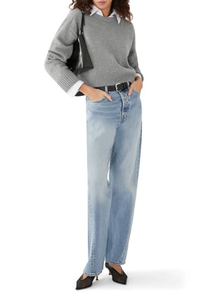Kıvrımlı Dikişli Denim Pantolon