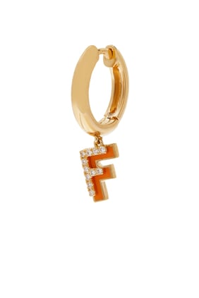 Kişiye Özel F Huggie Küpe, 18 Ayar Altın & Elmas