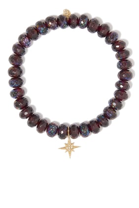 14 Ayar Sarı Altın ve Rodolit Granatlı Starburst Charm Bilezik