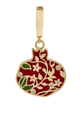 Verimli Nar Charms, 18 Ayar Sarı Altın ve Pırlantalar