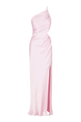 Asimetrik Maxi Elbise - Pembe
