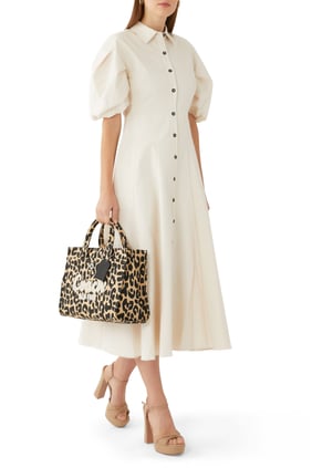 Leopar Desenli Cargo 34 Tote Çanta