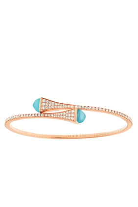 Cleo Midi Bilezik, 18k Rose Altın, Mavi Akik ve Pırlantalarla