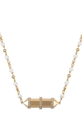 18 Ayar Altınlı İnci ve Pırlantalı Chakra Yüzük Kolye